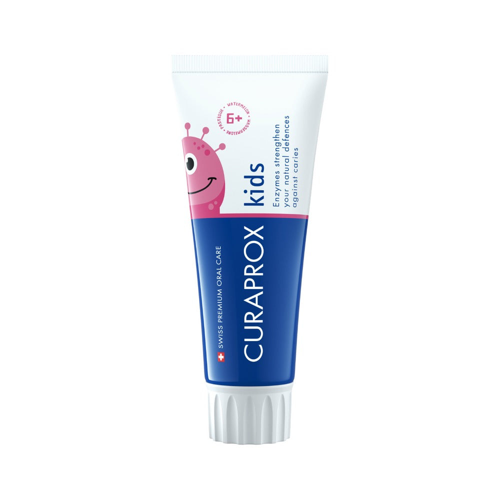 Curaprox Kids watermelon toothpaste 60ml with 1450ppm fluoride, front of tube
