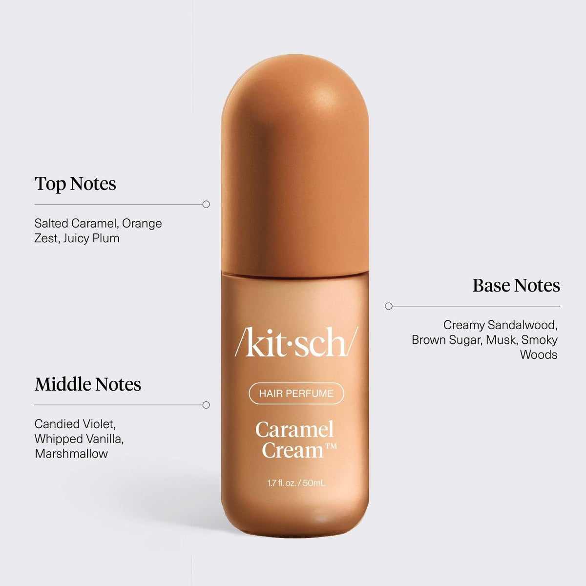 Caramel Cream fragrance notes: salted caramel and orange zest, whipped vanilla and marshmallow, sandalwood and smoky woods