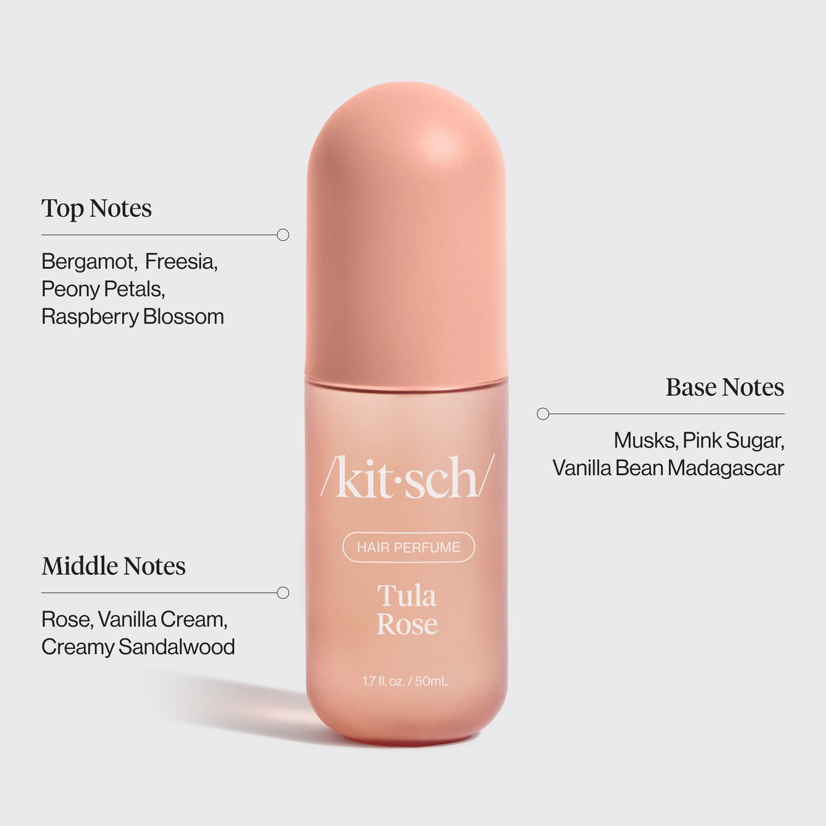 Tula Rose fragrance notes: bergamot, freesia and peony, rose and vanilla cream, musk and Madagascan vanilla
