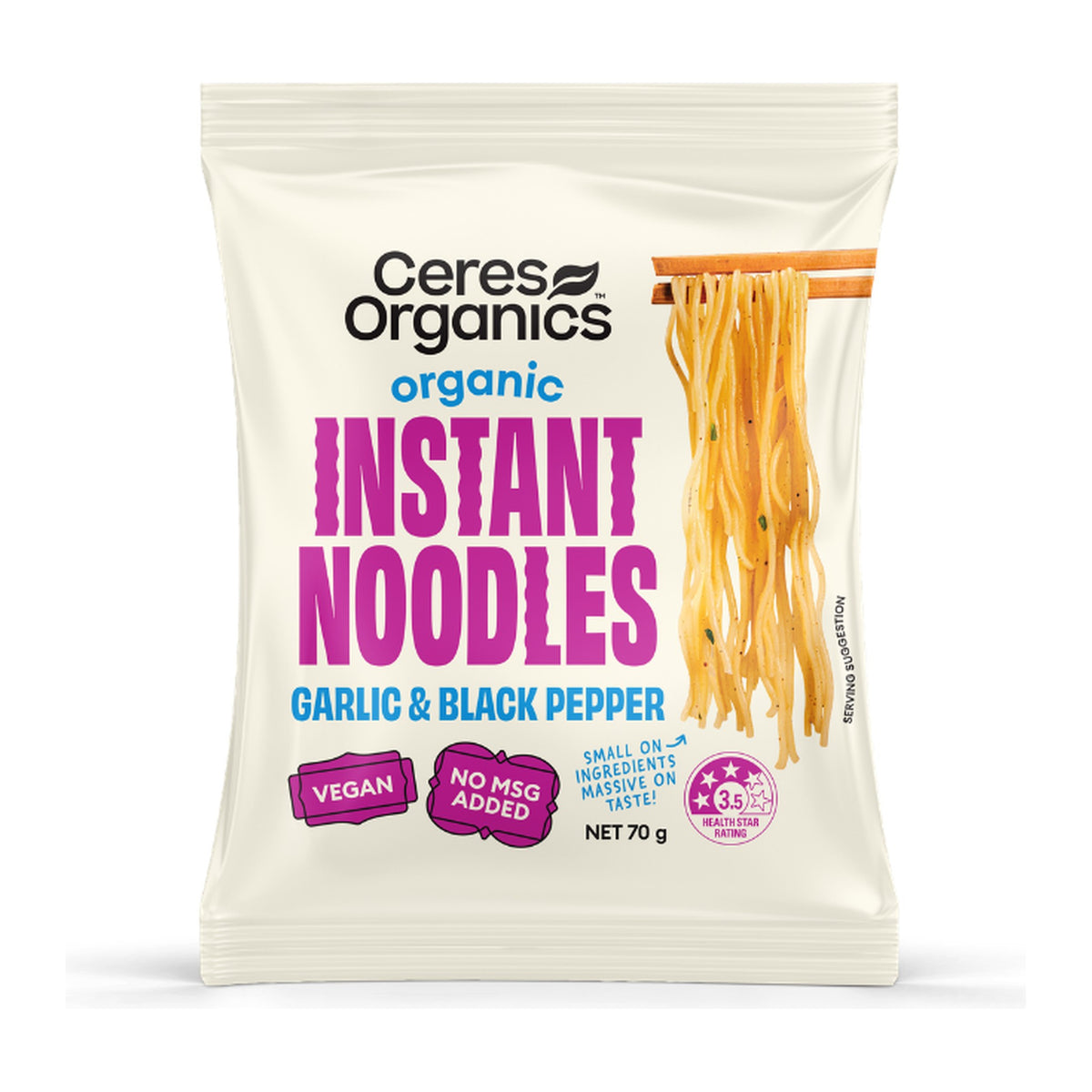Ceres Organics Organic Instant Noodles Garlic & Black Pepper 70g pack