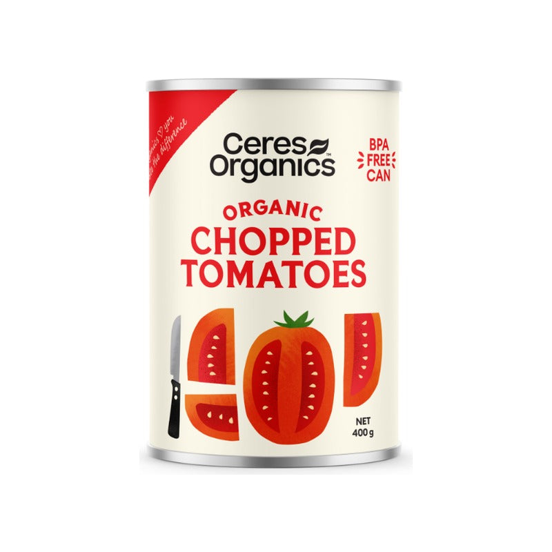 Ceres Organics Organic Tomatoes, Chopped 400g, front of pack