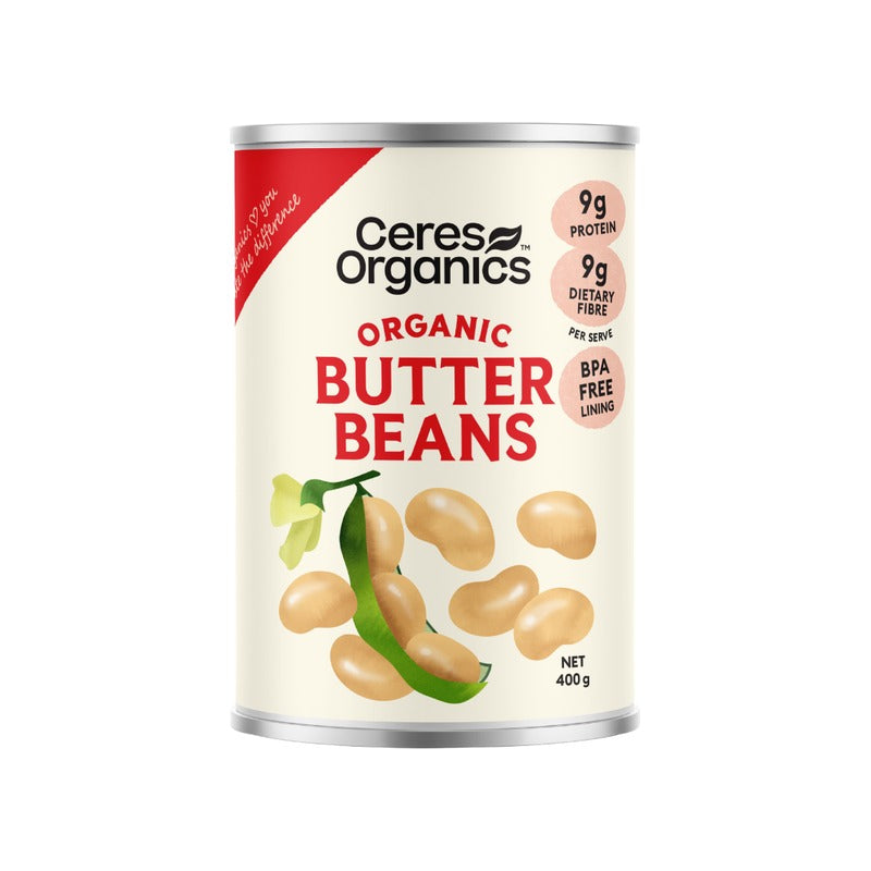 Ceres Organics Organic Butter Beans 400g, front of pack
