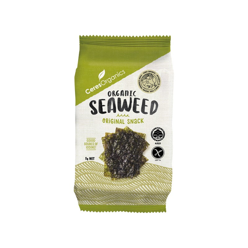 Ceres Organics Organic Roasted Seaweed, Nori Snack 5g, front of pack