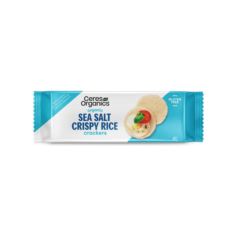 Ceres Organics Organic Rice Crackers, Sea Salt 100g, front of pack