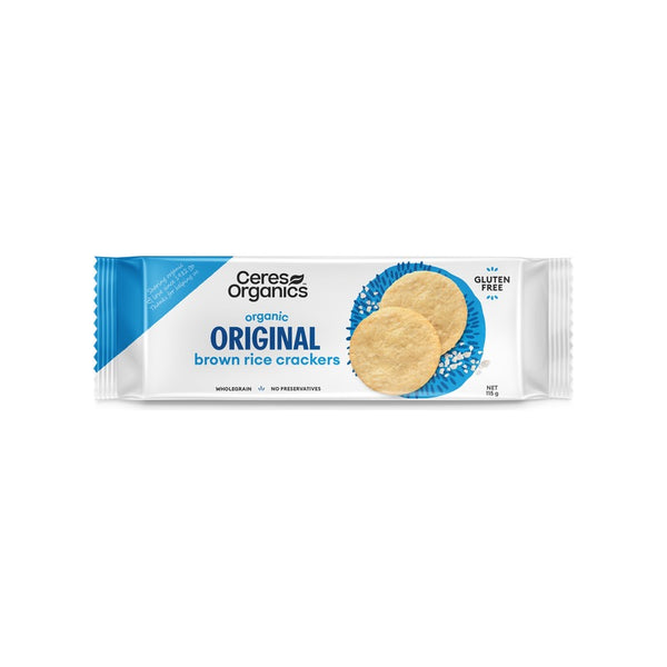 Ceres Organics Organic Brown Rice Crackers, Original 115g, front of pack