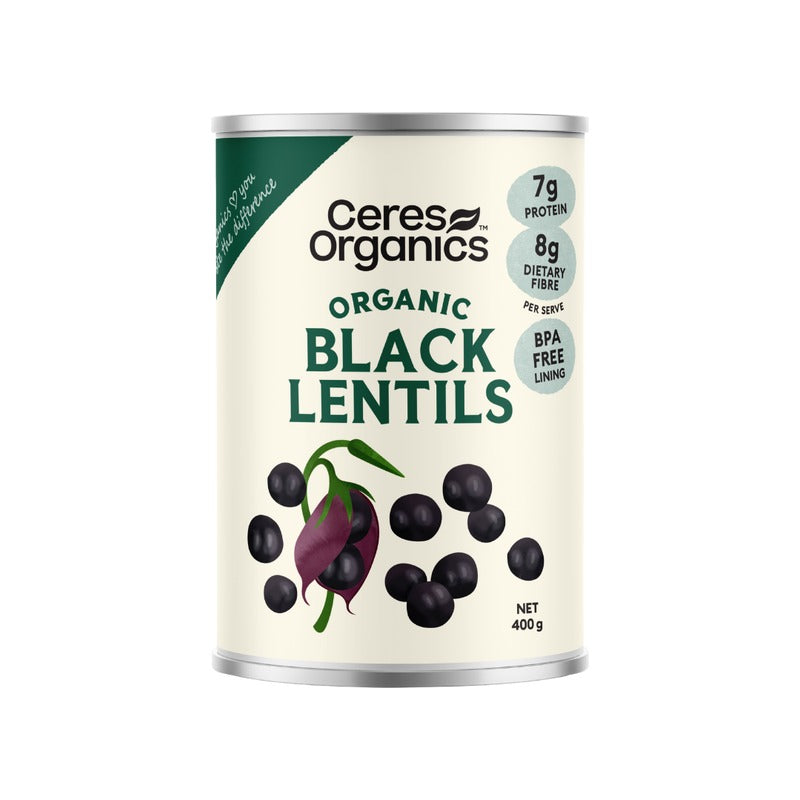 Ceres Organics Organic Black Lentils 400g, front of pack