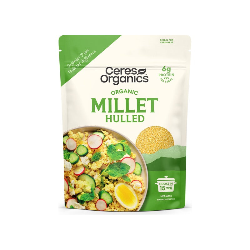 Ceres Organics Organic Hulled Millet 500g, front of pack