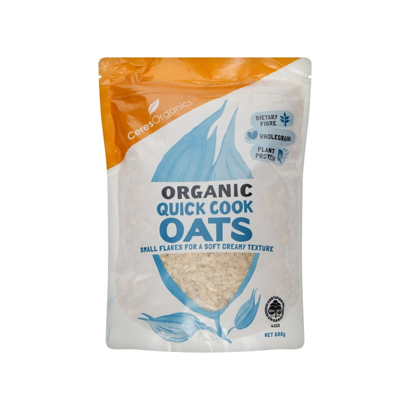 Ceres Organics Organic Rolled Oats, Wholegrain Quick Cooking 600g, front of pack