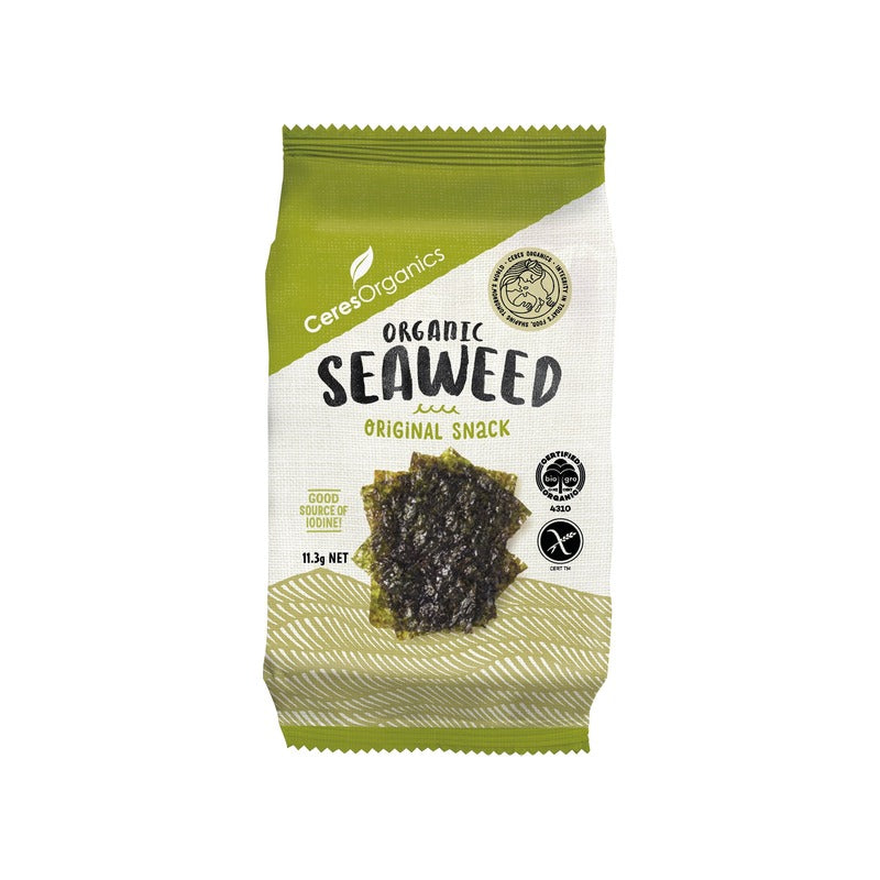 Ceres Organics Organic Roasted Seaweed, Nori Snack 11.3g, front of pack