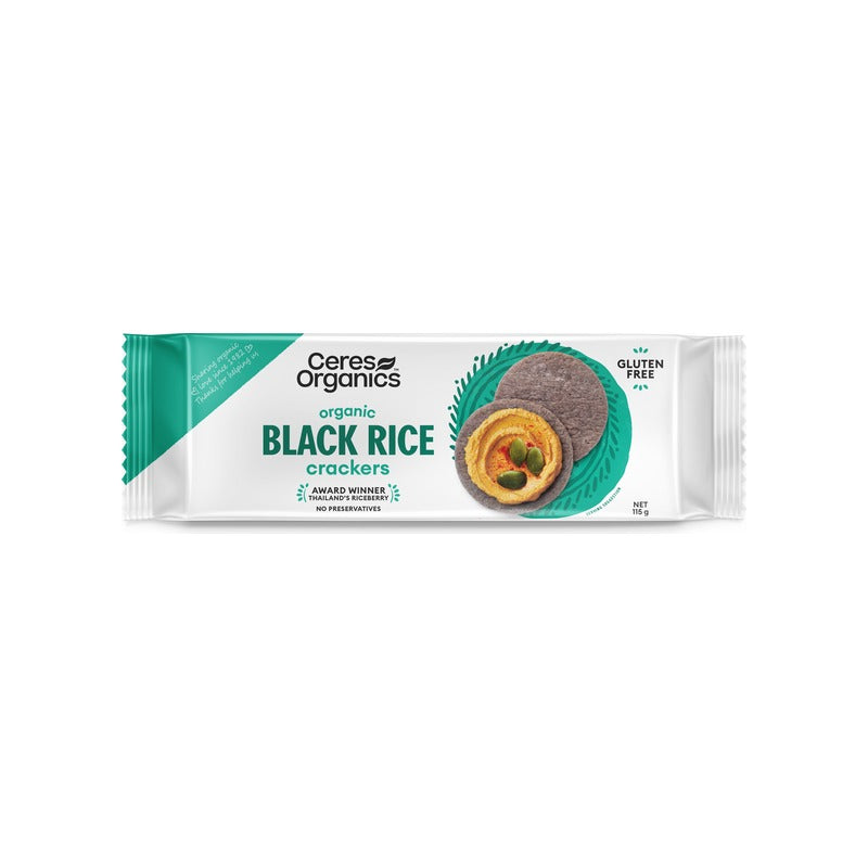 Ceres Organics Organic Black Rice Crackers, Original 115g, front of pack