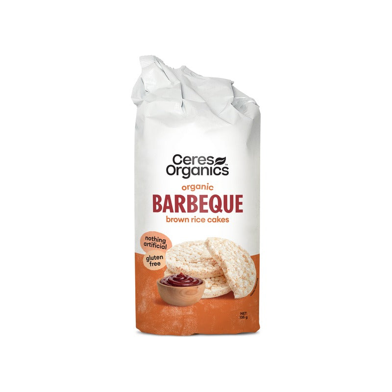 Ceres Organics Organic Brown Rice Cakes, Barbeque 135g, front of pack