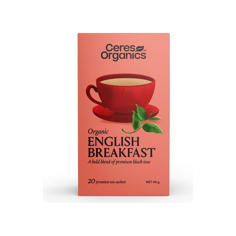 Ceres Organics Organic English Breakfast Tea 20 Bags, front of pack