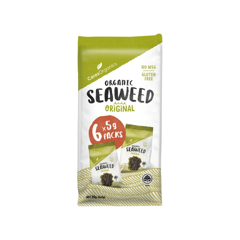 Ceres Organics Organic Roasted Seaweed Multipack, Original 30g, front of pack