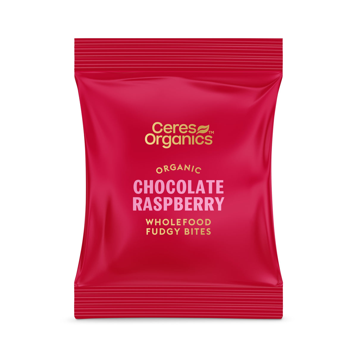 One of the four 30g Chocolate Raspberry Fudgy Bites packs inside the box