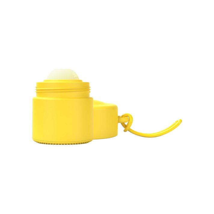 Solmates Sunshine Yellow, open, showing the roll-on ball and lid