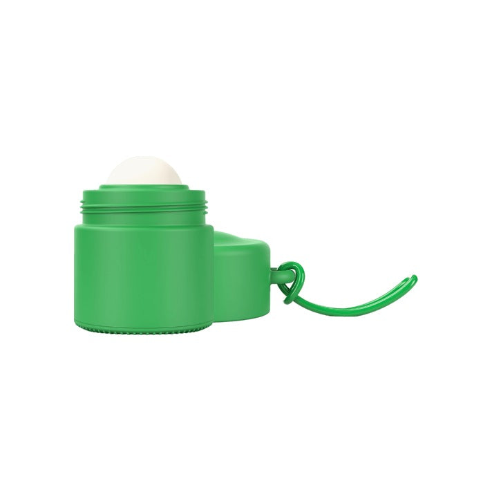 Solmates Daintree Green, open, showing the roll-on ball and lid