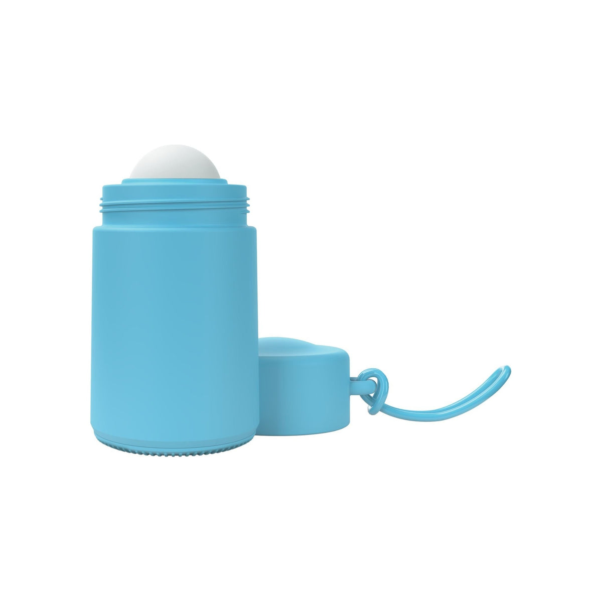 Solmates Sky Blue, open, showing the roll-on ball and lid