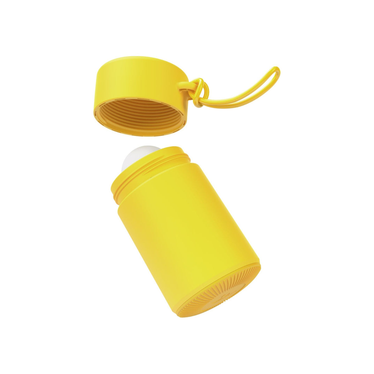 Solmates Sunshine Yellow, with the lid off and the base ready to unscrew
