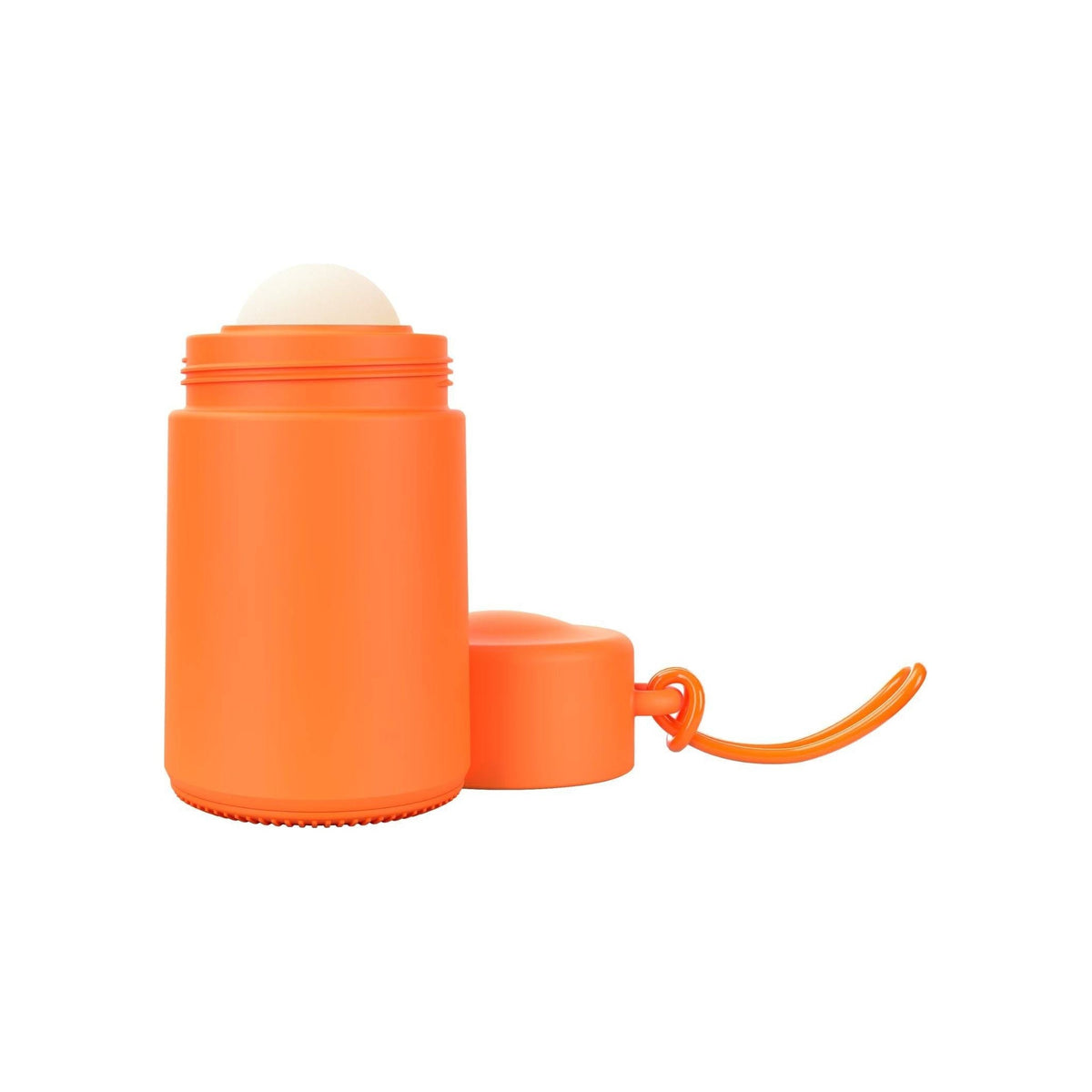 Solmates Desert Orange, open, showing the roll-on ball and lid