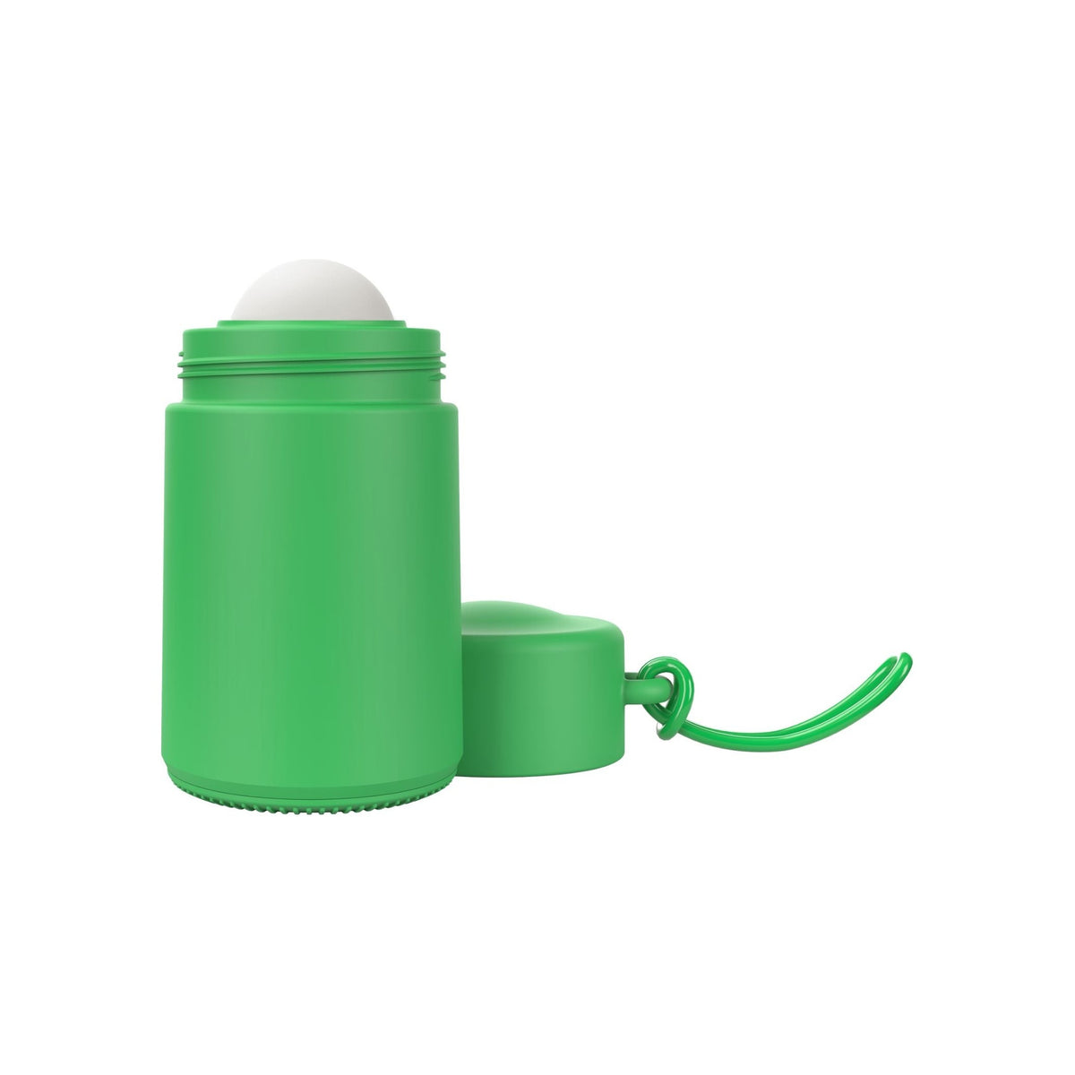 Solmates Daintree Green, open, showing the roll-on ball and lid