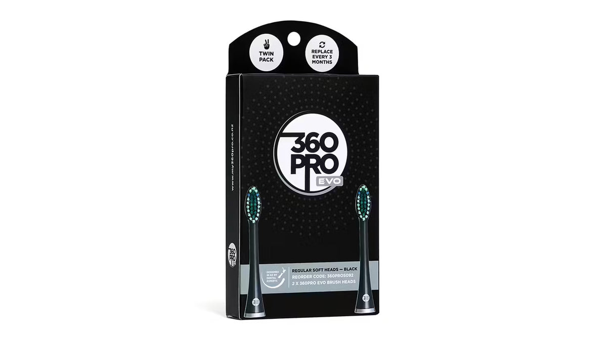 360PRO EVO HEADS REGULAR SOFT - BLACK - 2 PACK-Matakana Pharmacy