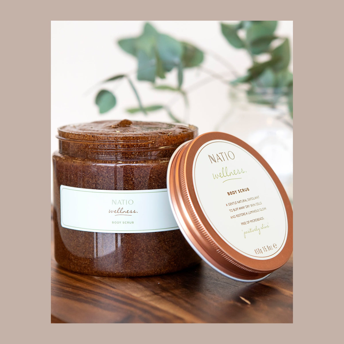 Natio Wellness Body Scrub styled in a set photograph