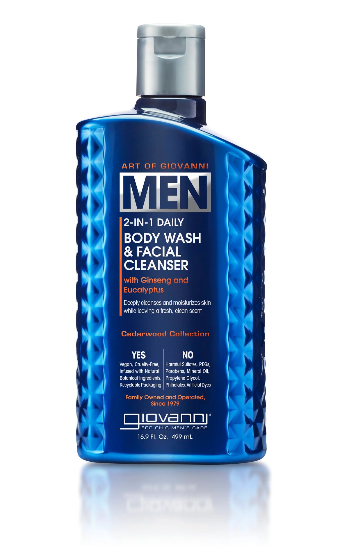 Men 2 in 1 Body Wash & Face Cleanser 499ml-GIOVANNI-Matakana Pharmacy
