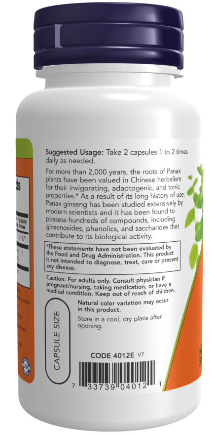 Image of Panax Ginseng 500mg 100vcaps suggested usage