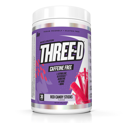 Three D Caffeine Free Pre Workout Red Candy Sticks 450g-MuscleNation-Matakana Pharmacy