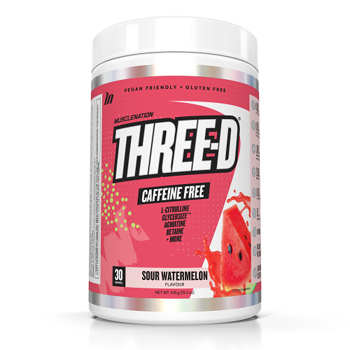 Three D Caffeine Free Pre Workout Sour Watermelon 450g-MuscleNation-Matakana Pharmacy