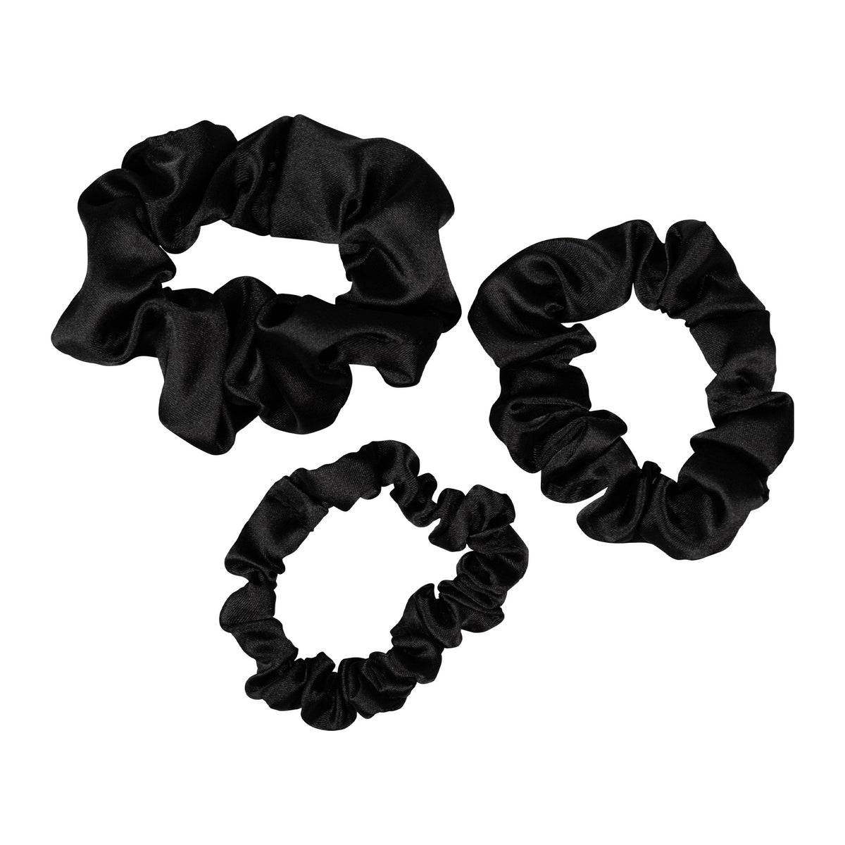 Elastic Scrunchy Satin Black 3pk