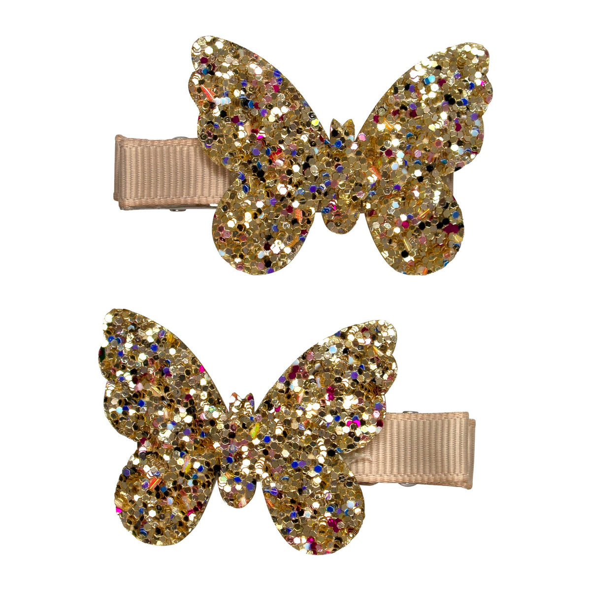 Alligator Clip Gold Butterfly 2pk