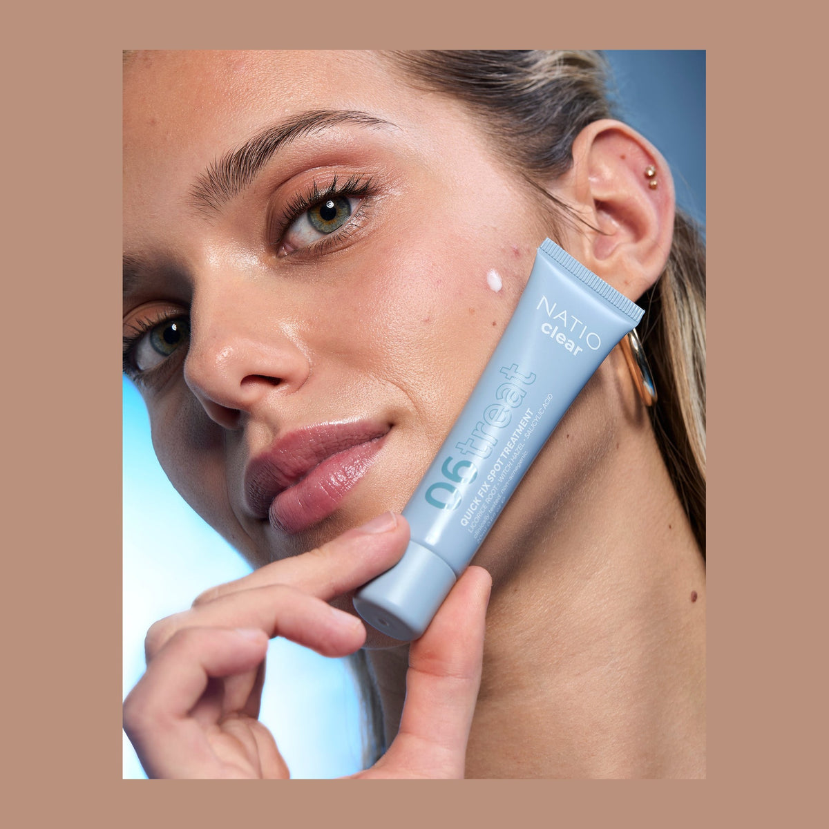 Natio Clear Quick Fix Spot Treatment 20ml shown in use