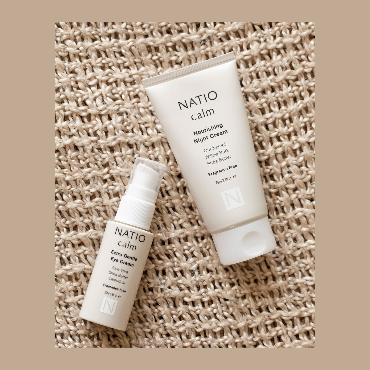 Natio Calm Extra Gentle Eye Cream 20ml styled in a set photograph