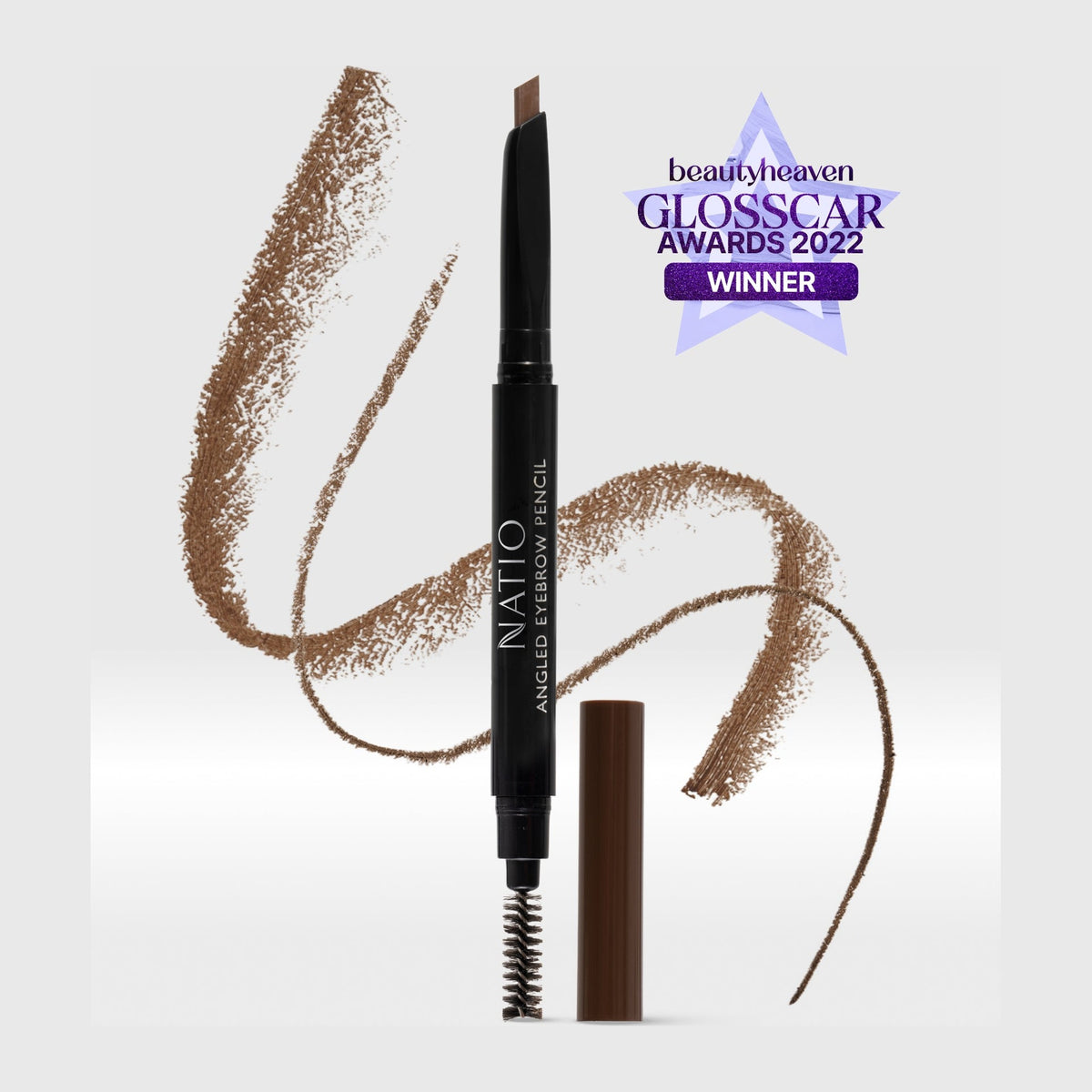 Natio Angled Brow Pencil Dark Brown styled in a set photograph