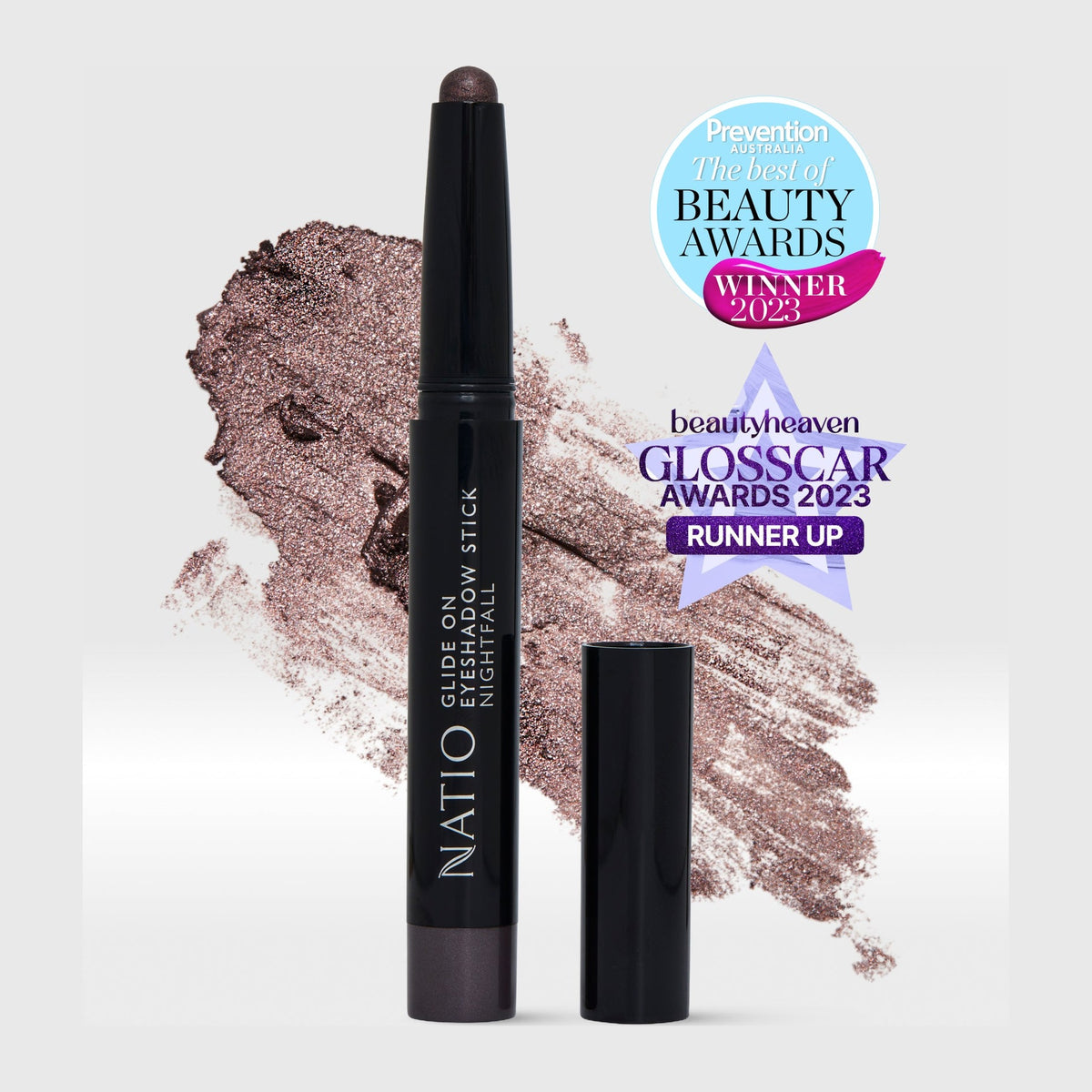 Natio Glide On Eye Shadow Stick Nightfall styled in a set photograph