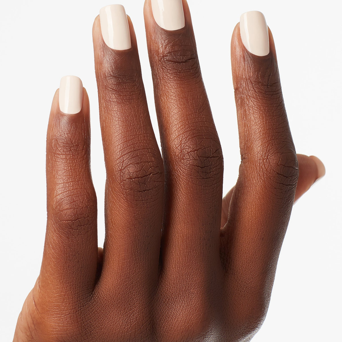 A manicure painted in OPI My Vampire is Buff