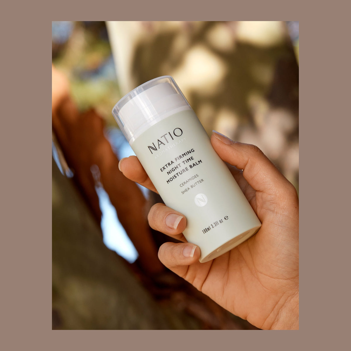 Natio Extra Firming Night Balm 100ml styled in a set photograph