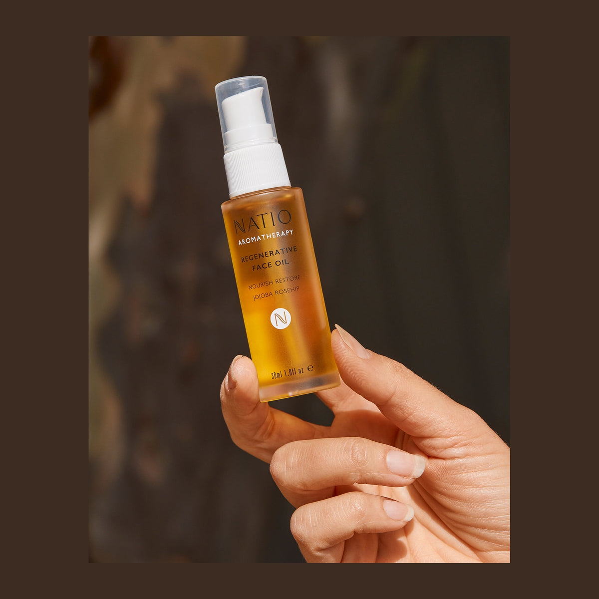 Natio Regenerative Face Oil 30ml shown in use
