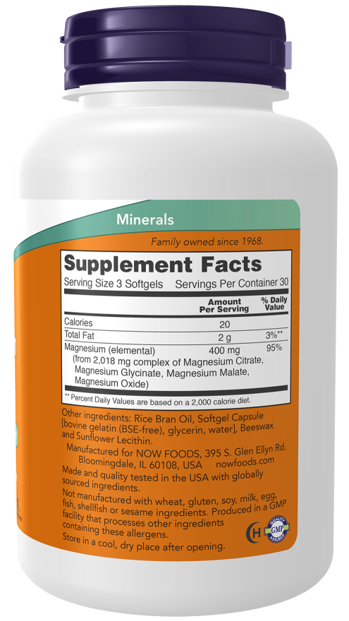 Image of Magnesium Citrate 134mg 90 soft gel supplement facts