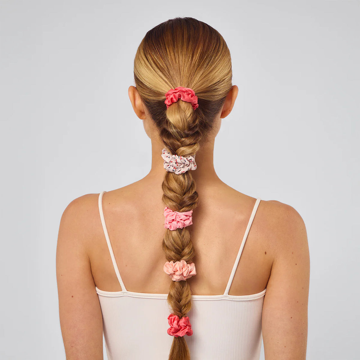 Ruched Satin Scrunchies 5pc Set - Assorted Cherry Blossom-KITSCH-Matakana Pharmacy
