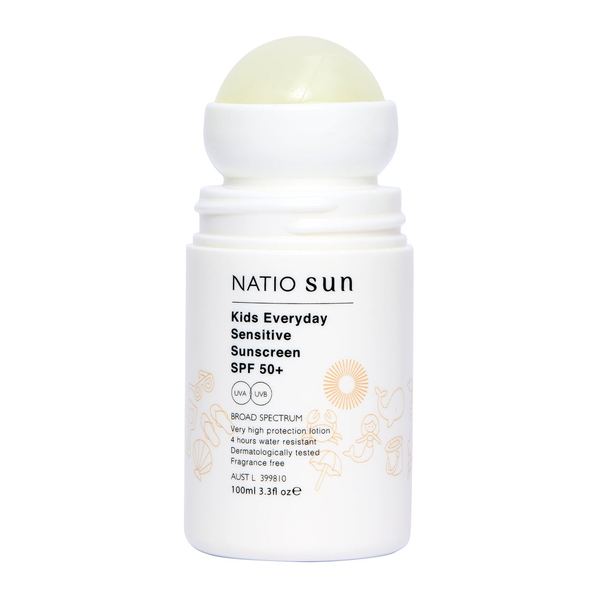 Kids Everyday Sensitive Sunscreen SPF50+ Roll On 100ml by Natio, product shot