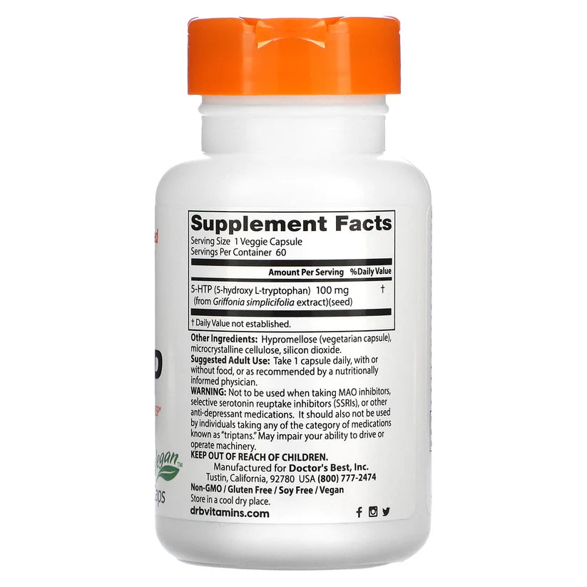 Image of 5-HTP (100mg) 60caps supplement facts