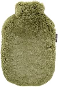 Hot Water Bottle with Faux Fur Cover Olive 2L-FASHY-Matakana Pharmacy