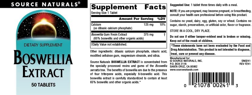 Boswellia Extract 50 Tablets-Source Naturals-Matakana Pharmacy