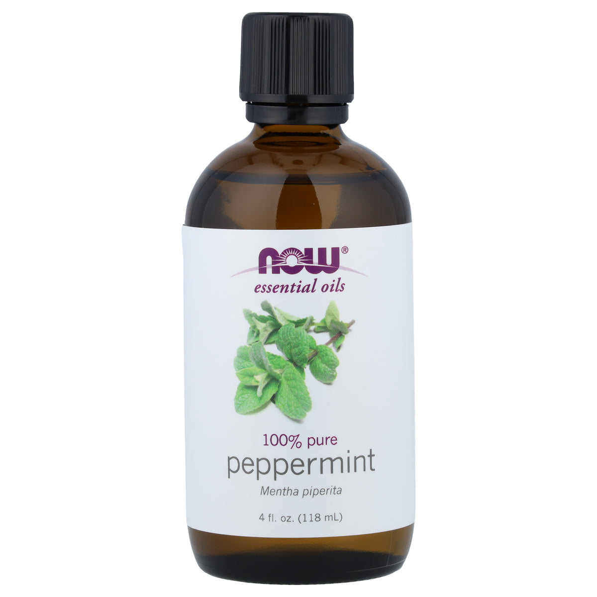 NOW Ess Oil 100% Pure P/Mint 118ml, front of the pack