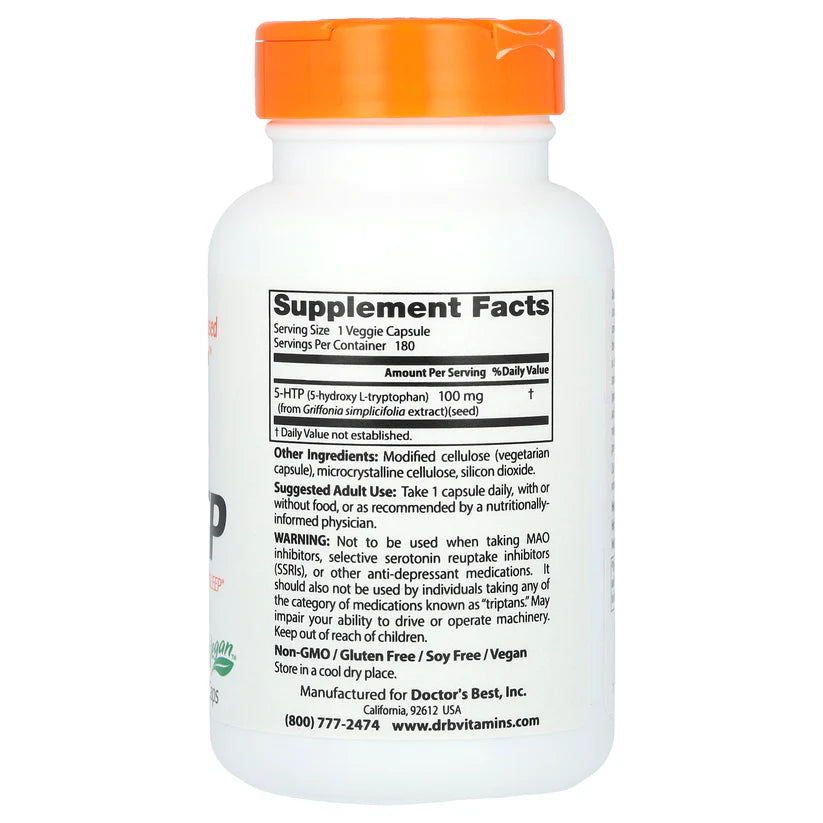 Image of 5-HTP (100mg) 180caps supplement facts