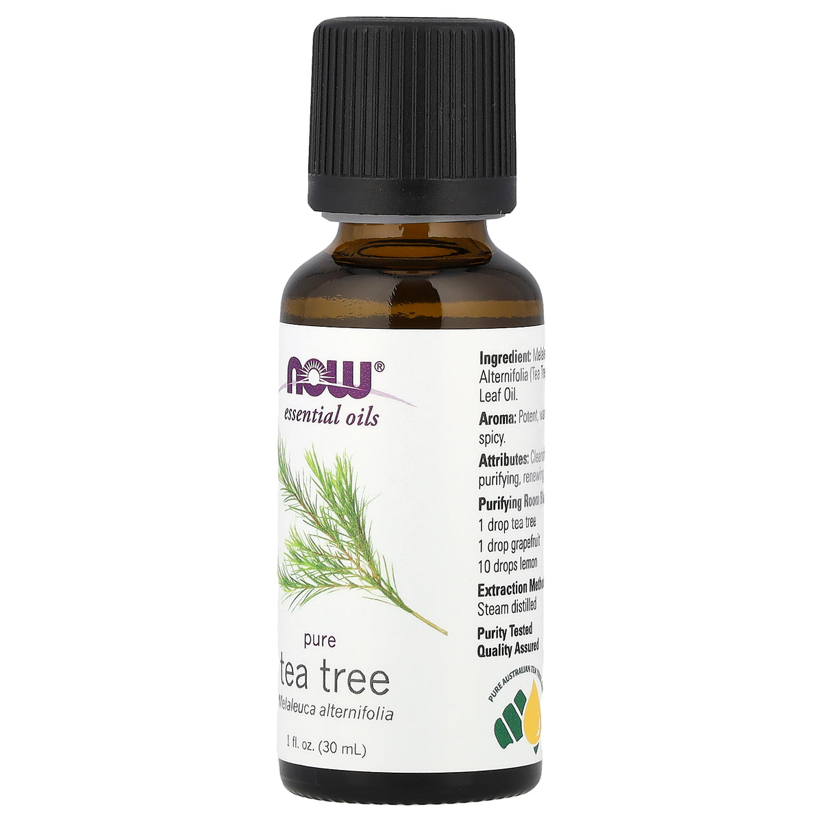NOW Essential Oil 100% Pure T/T 30ml, front of the bottle