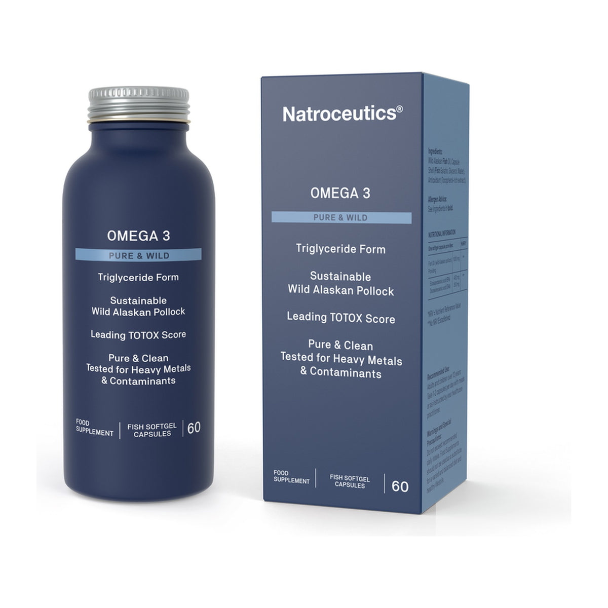 Omega 3 Pure + Wild 60 Softgel Capsules by Natroceutics