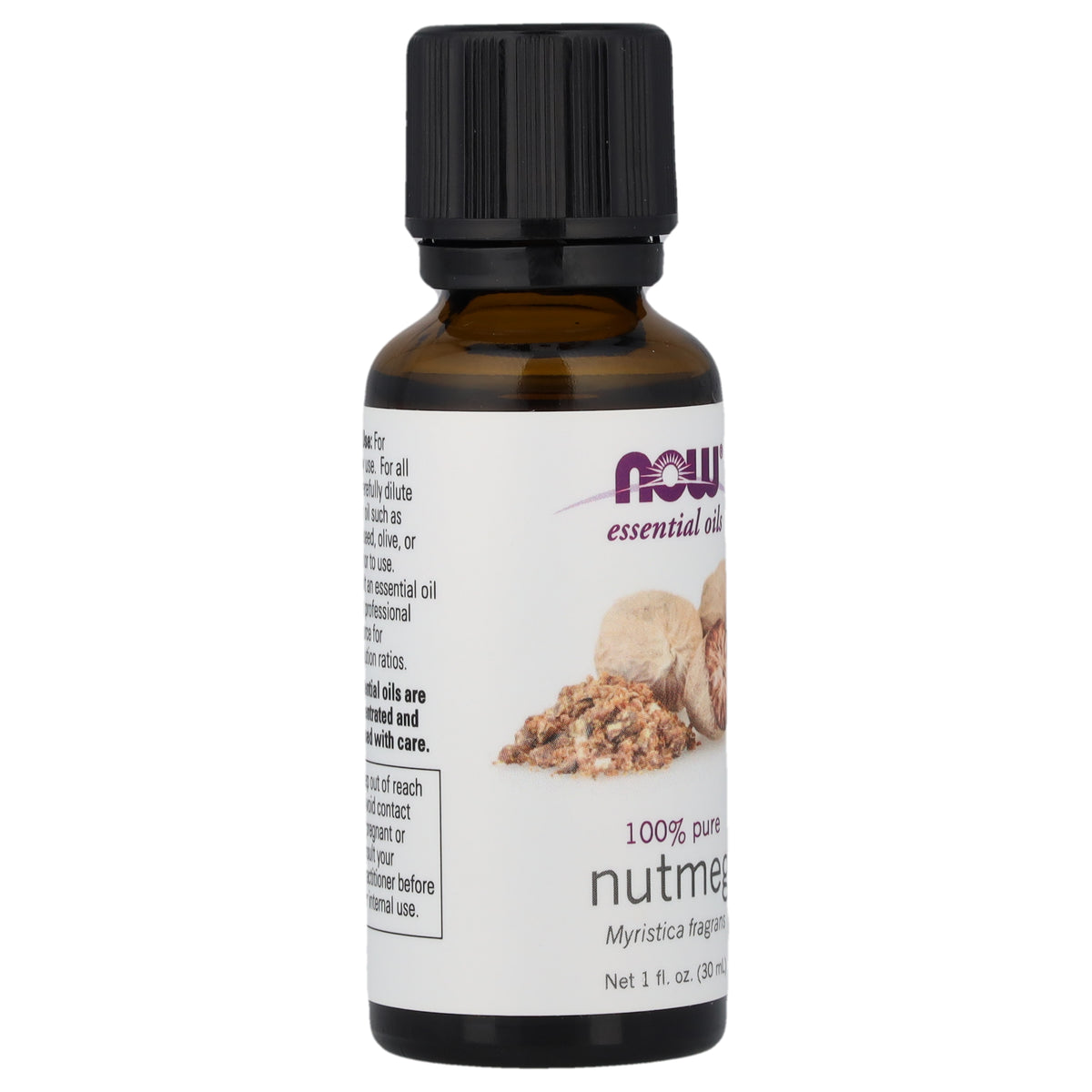 NOW Ess Oil 100% Pure Nutmeg 30ml, front of the pack